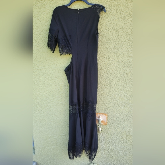 NWT Anthropologie Hutch Asymmetrical Romantic Goth Lace Mix Slip Dress Sz S - Picture 3 of 4